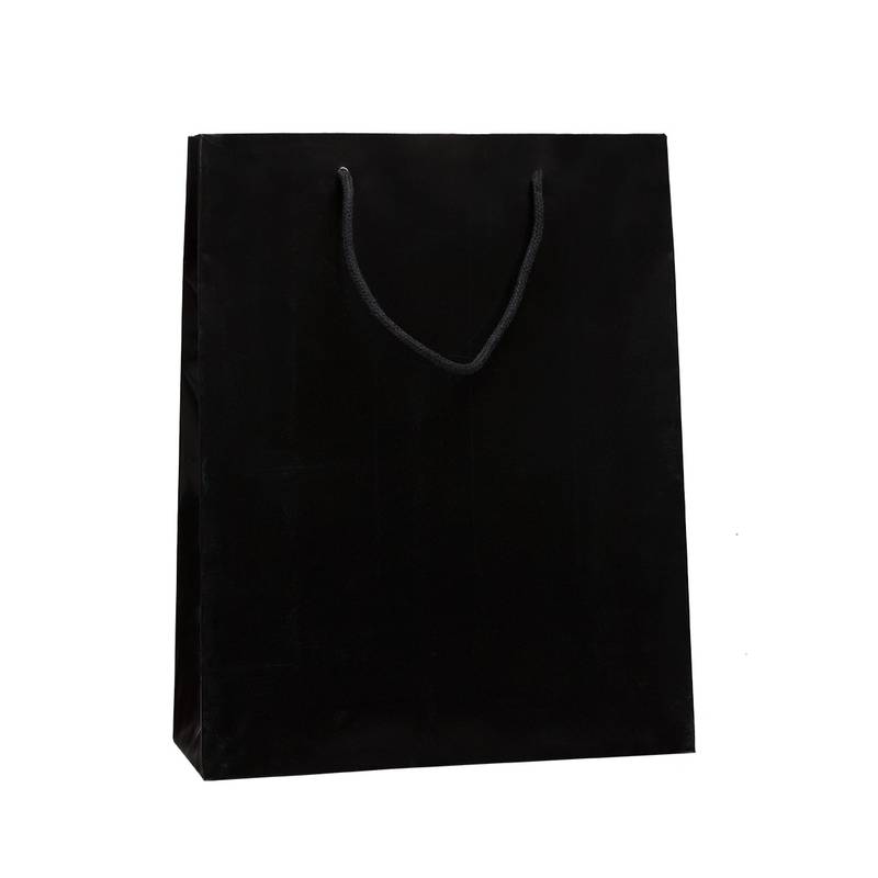 MANKA Dárková papírová taška laminovaná 16x8x25cm, bavlněná šňůrka, černá MANKA Dárková papírová taška laminovaná 16x8x25cm, bavlněná šňůrka, černá